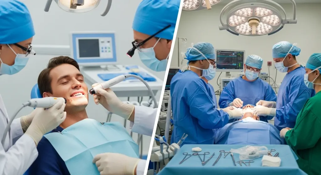 Comparaison entre le traitement laser des amygdales et la chirurgie classique sous anesthésie générale