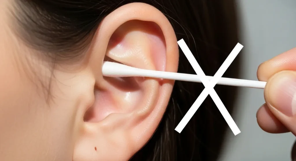 Coton-tige près du oreille — geste déconseillé par les médecins ORL