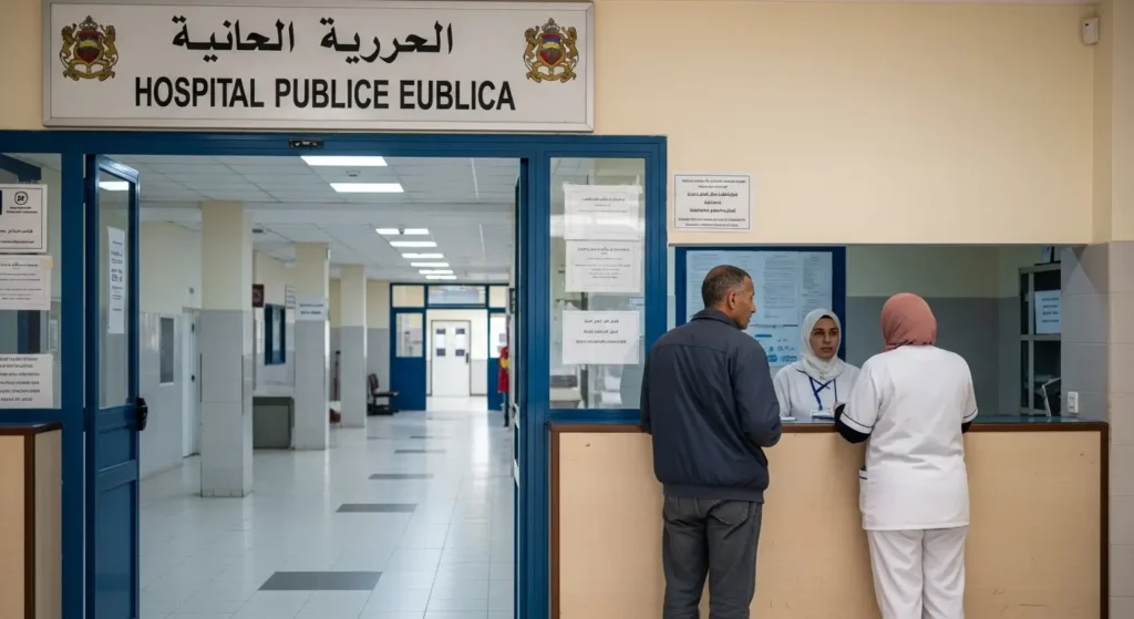 Patient à accueil de hôpital public marocain pour une consultation ORL et un audiogramme